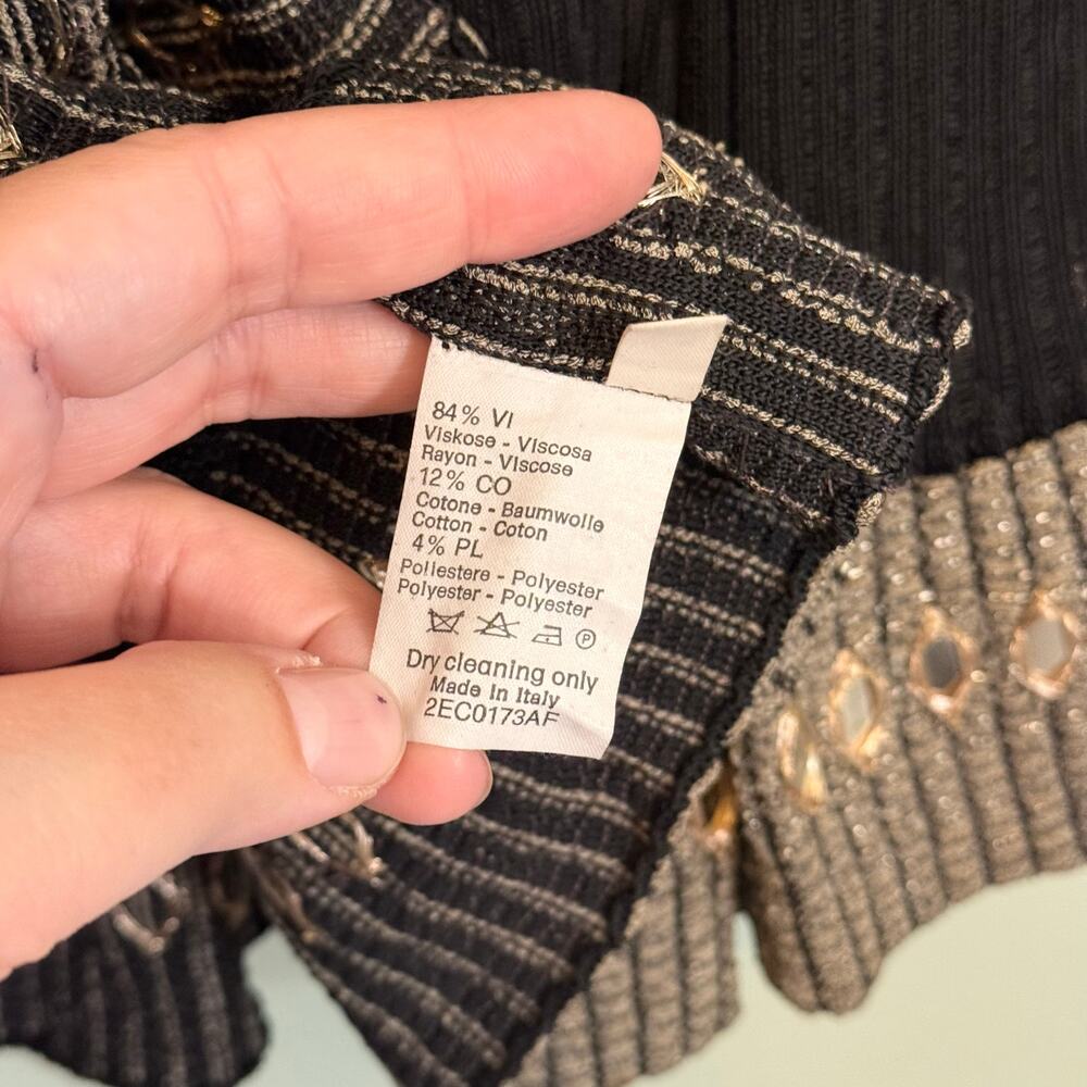 Alaia Paris Skirt Womens XS Black Gold A Line Ribbed Knit Ruffle Designer Italy - Picture 6 of 7